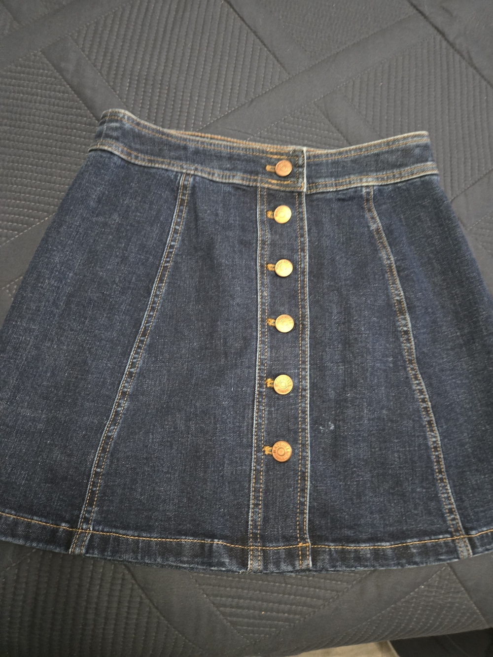 Madewell Dark Blue Denim Button-Front Skater Skirt Size 0